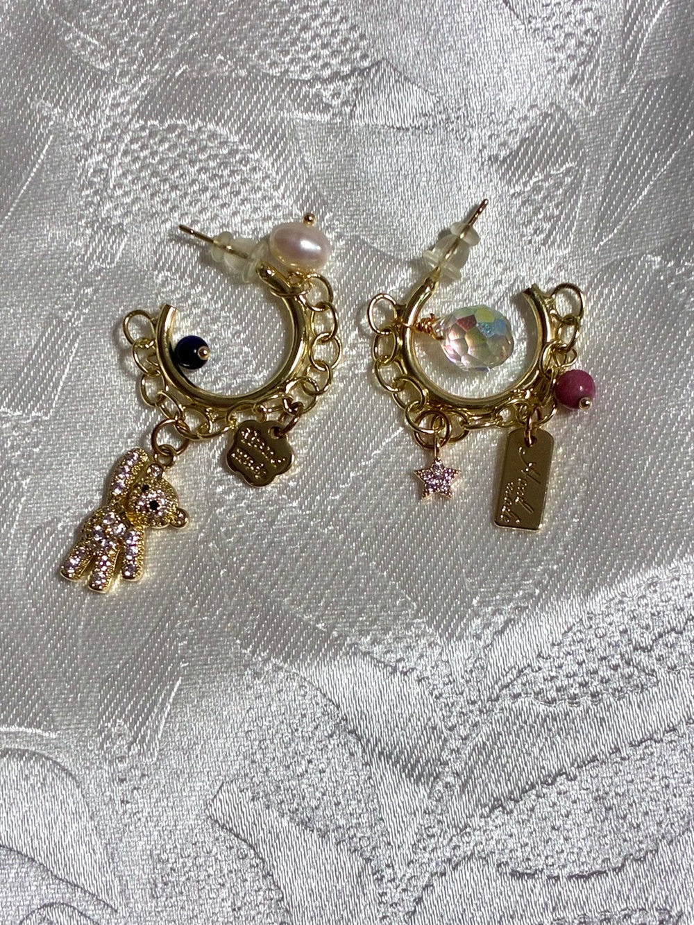 New Gold Hoop Charm Earrings
